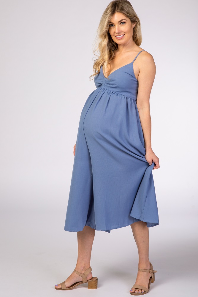 maternity jumpsuit blue