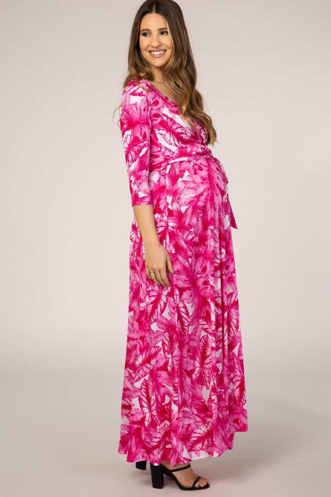 hot pink maternity maxi dress