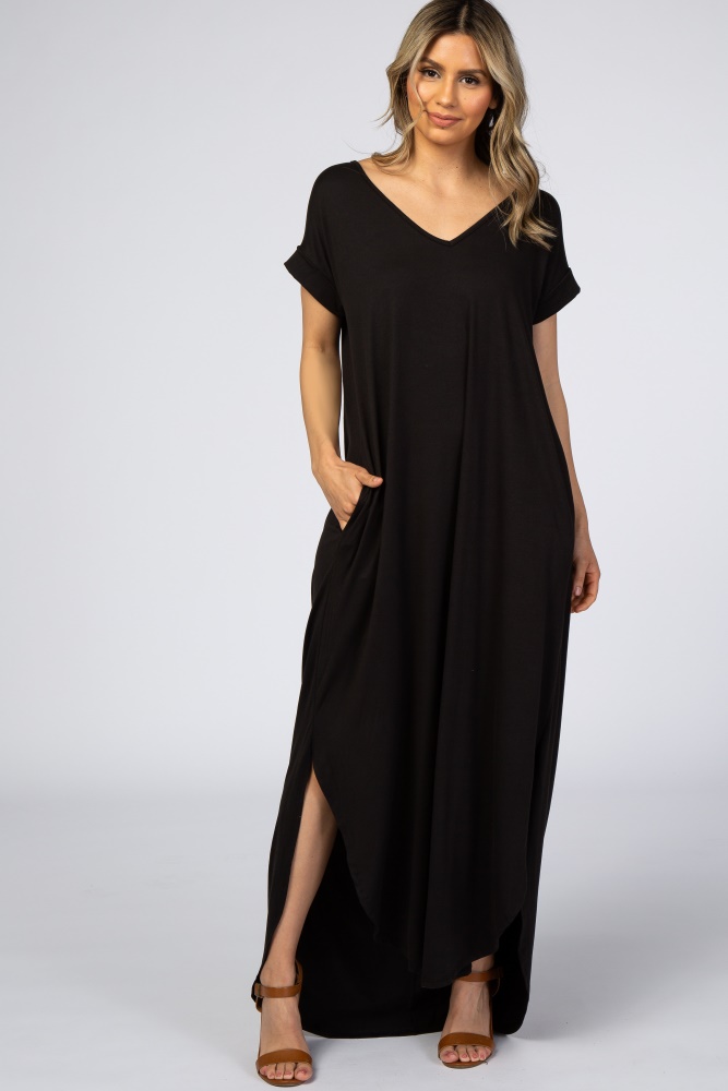 black side slit maxi dress