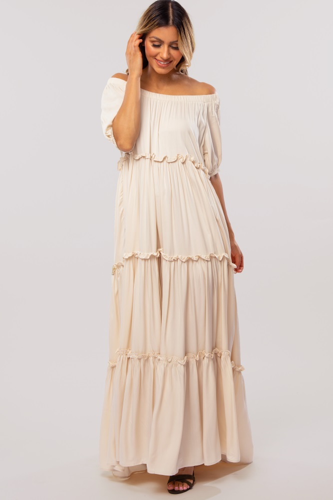 Linen Fringe Boho Dress for Women / Cream