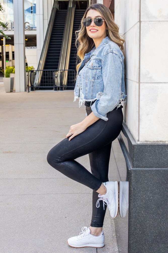Light Blue Distressed Cropped Denim Jacket
