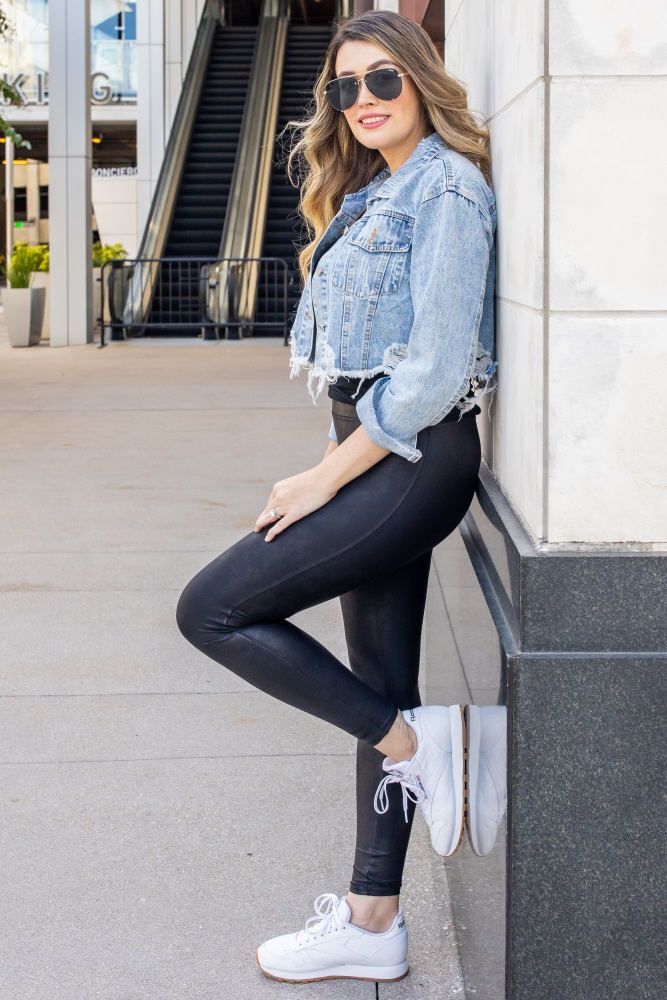 Light Blue Distressed Cropped Denim Jacket