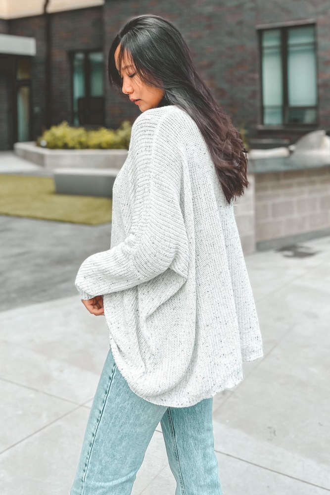 White Speckled Oversized Sweater