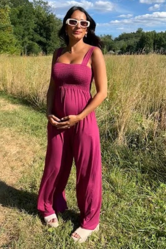 Magenta Sleeveless Wide Leg Maternity Jumpsuit