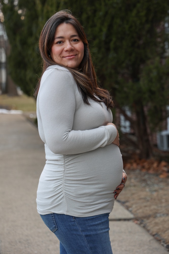 Cream Soft Knit Ruched Maternity Top
