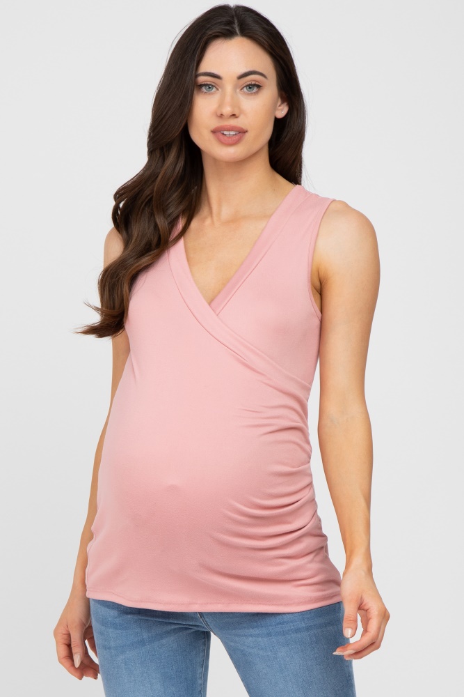 Pink Collared Button Down Knotted Maternity Shirt– PinkBlush