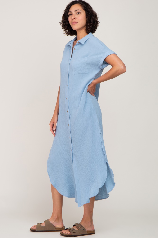 blue burlesque dress Floral Button Down Midi Dress