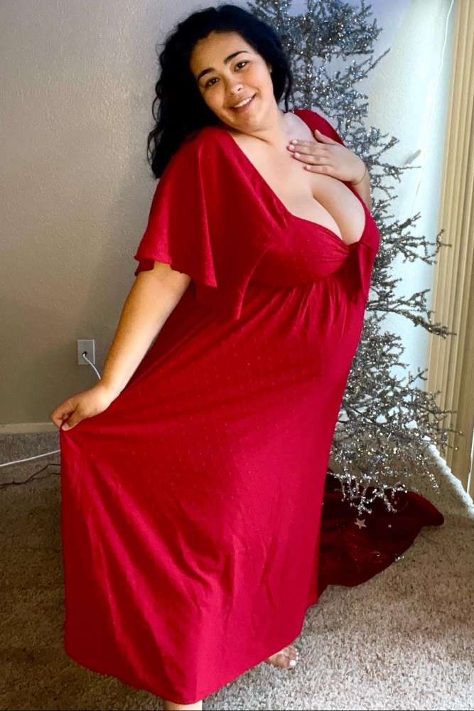 Burgundy Textured Dot Front Tie Ruffle Sleeve  Midi Dress