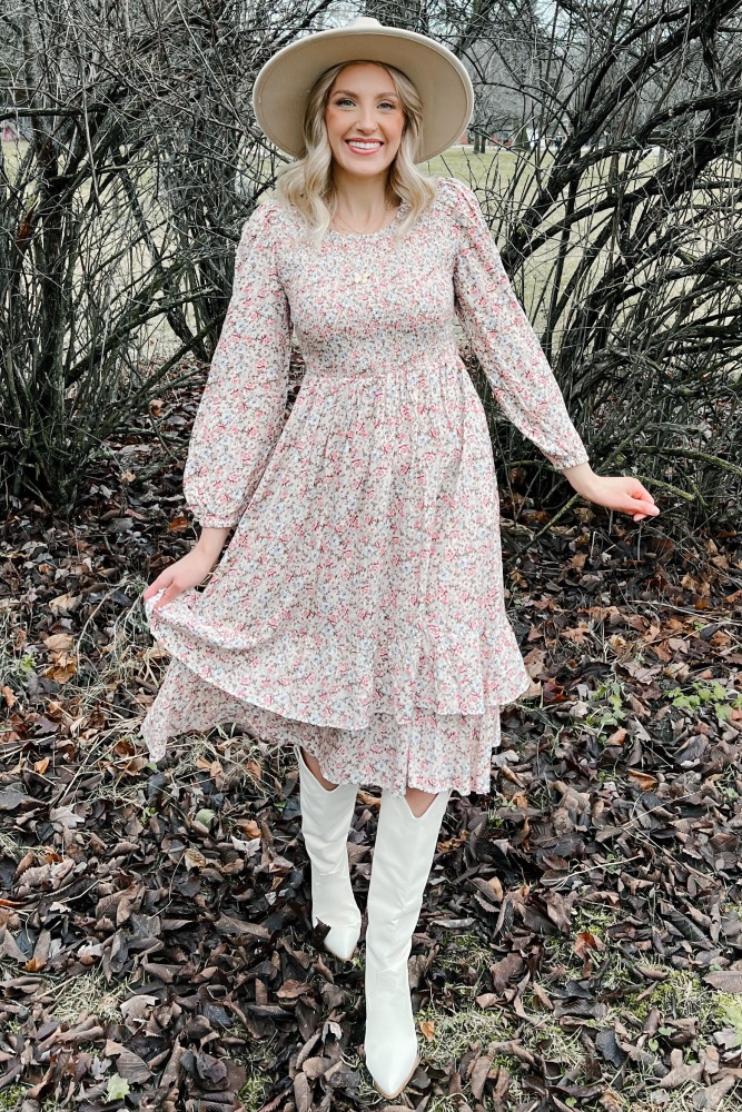 knee length dresses for ladies gala midi dress // pink watercolor *zoco exclusive* – shop zoco main image 1