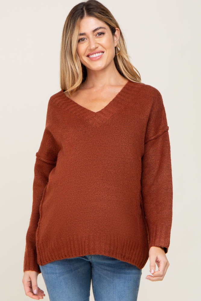 Light Pink V-Neck Soft Maternity Sweater– PinkBlush
