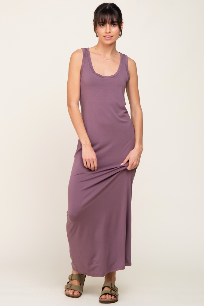 mauve basic sleeveless maxi dress