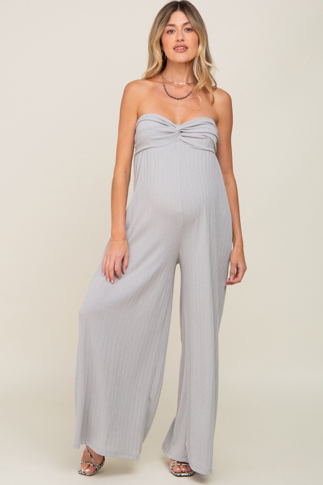 Heather Grey Rib Knit Sleeveless Maternity Romper– PinkBlush