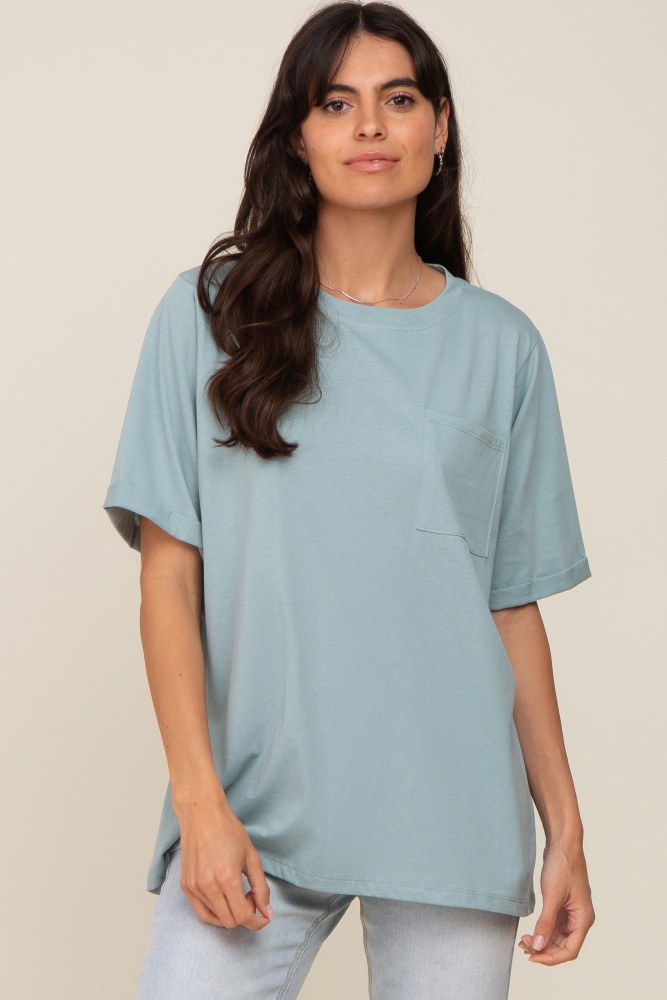 Mint Green Pocket Front Short Sleeve Top