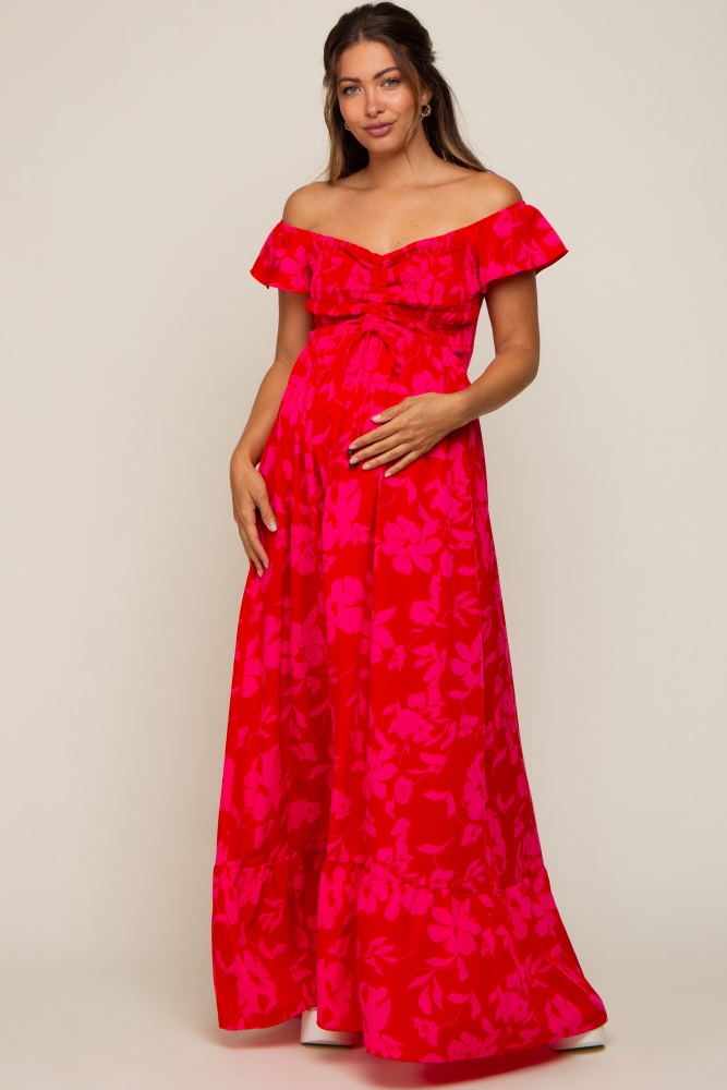 burgundy lace mesh overlay maternity maxi dress PinkBlush Deep Burgundy Lace Mesh Maternity Dress main image 1