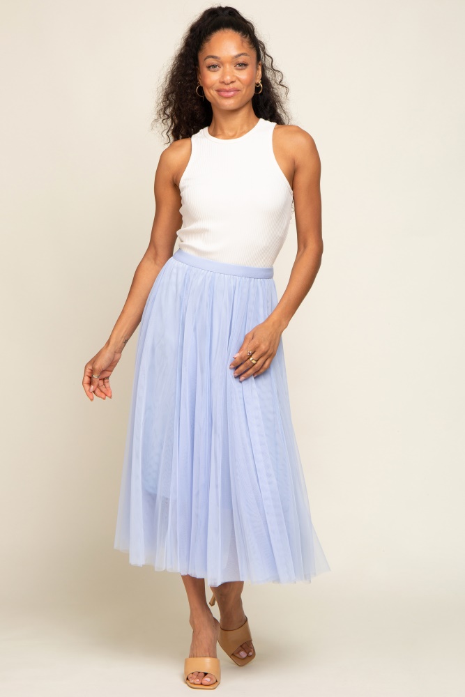 Navy Blue Cotton Gauze Ruffle Tiered Maxi Skirt– PinkBlush