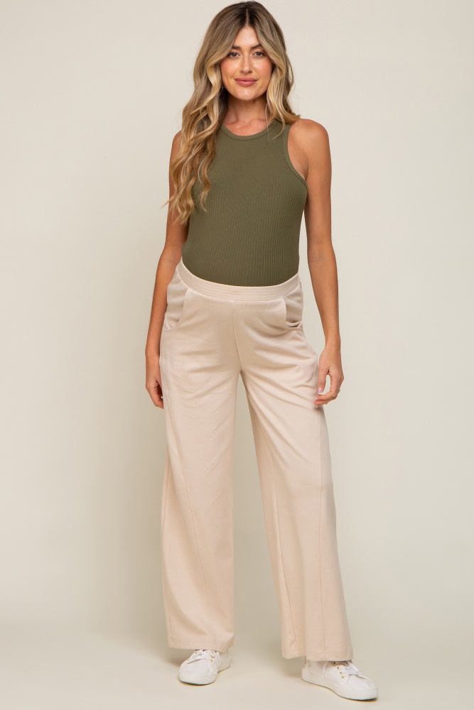 Pinkblush Maternity Cream Cargo Elastic Waist Maternity Pants