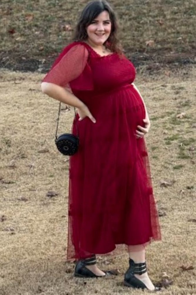 burgundy plus size maternity dress PinkBlush Burgundy Draped Maternity Maxi main image 1