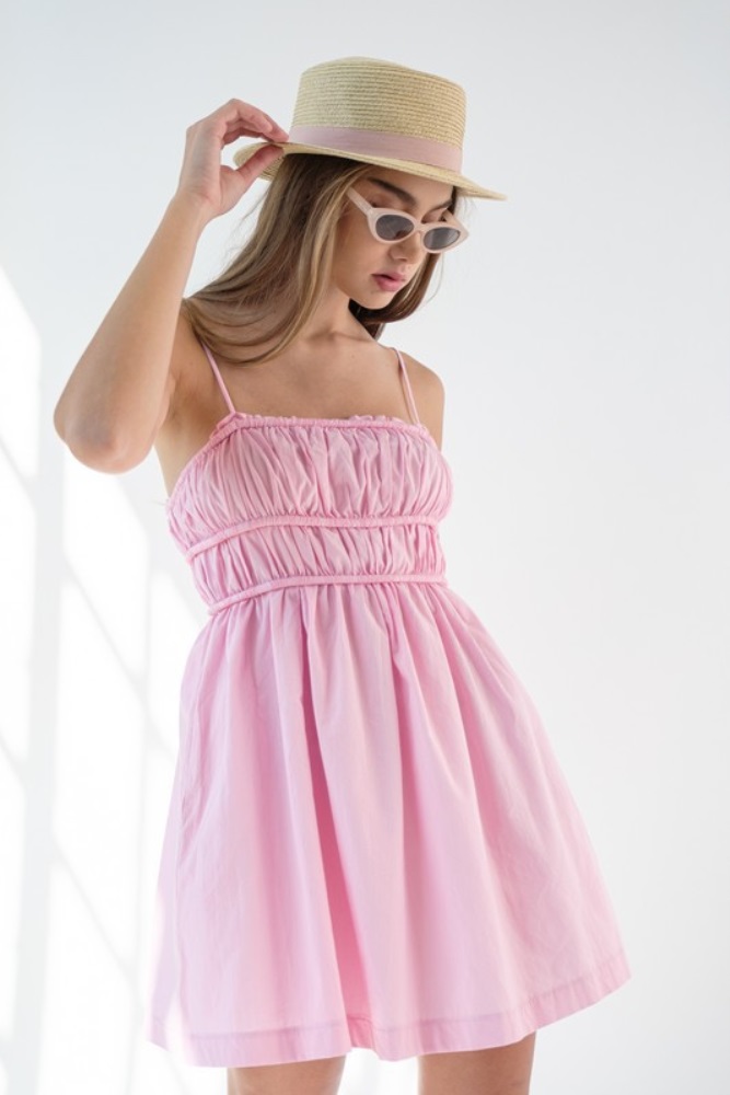 pink babydoll mini dress