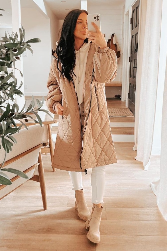 大人気定番商品 Light Taupe Quilted Long Puffer Jacket– PinkBlush ジャケット・アウター