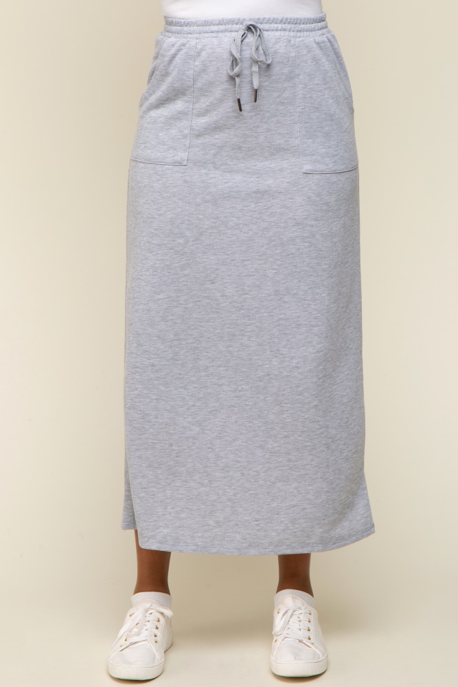レディースウェア RUFFLOG RW WAIST DESIGN SKIRT GRAY Grey Fleece Drawstring Maxi Skirt – PinkBlush