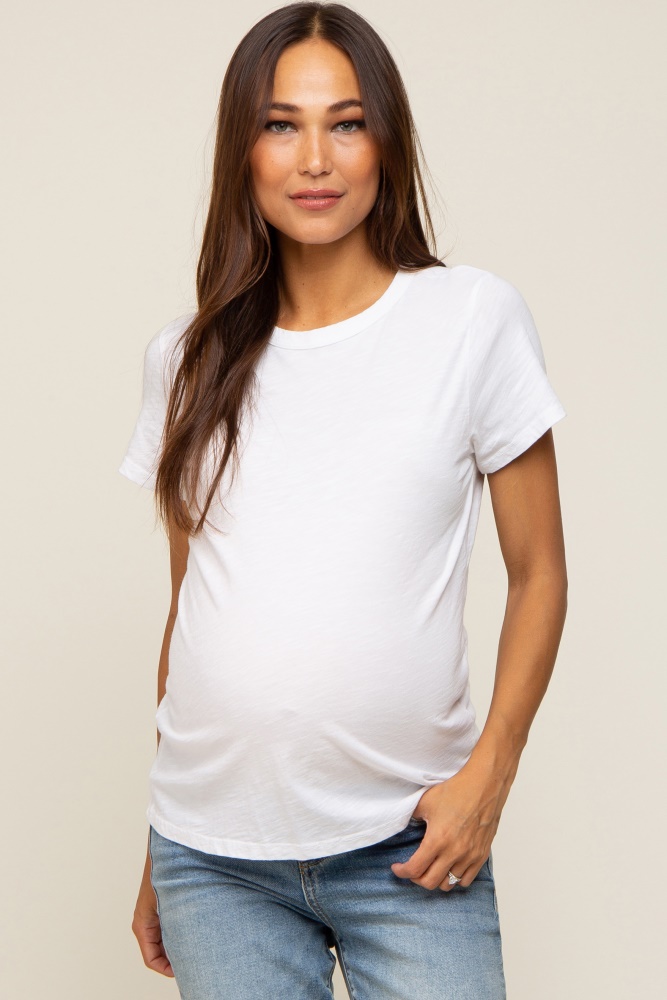 FUNJULY Maternity Shirts Casual Maternity Shirred Neck Maternity Tshirts Maternity Work Clothes Belted Pregnancy Tunic Tops