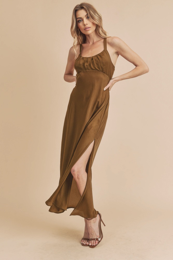 bronze maxi dress