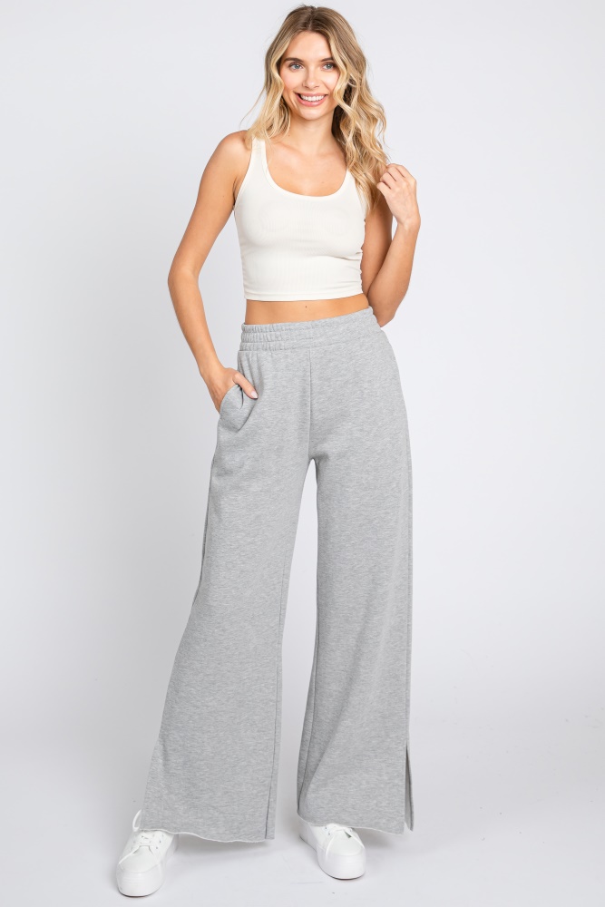 Grey Smocked Waist Flowy Pants– PinkBlush