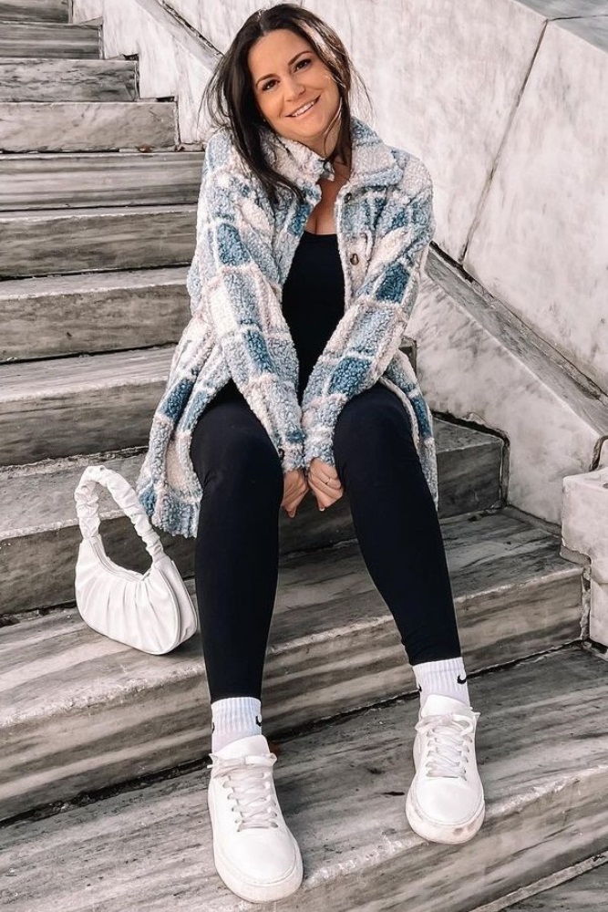 Blue Plaid Sherpa Jacket