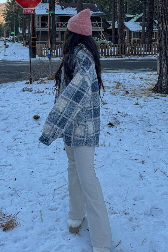 Blue Plaid Sherpa Jacket