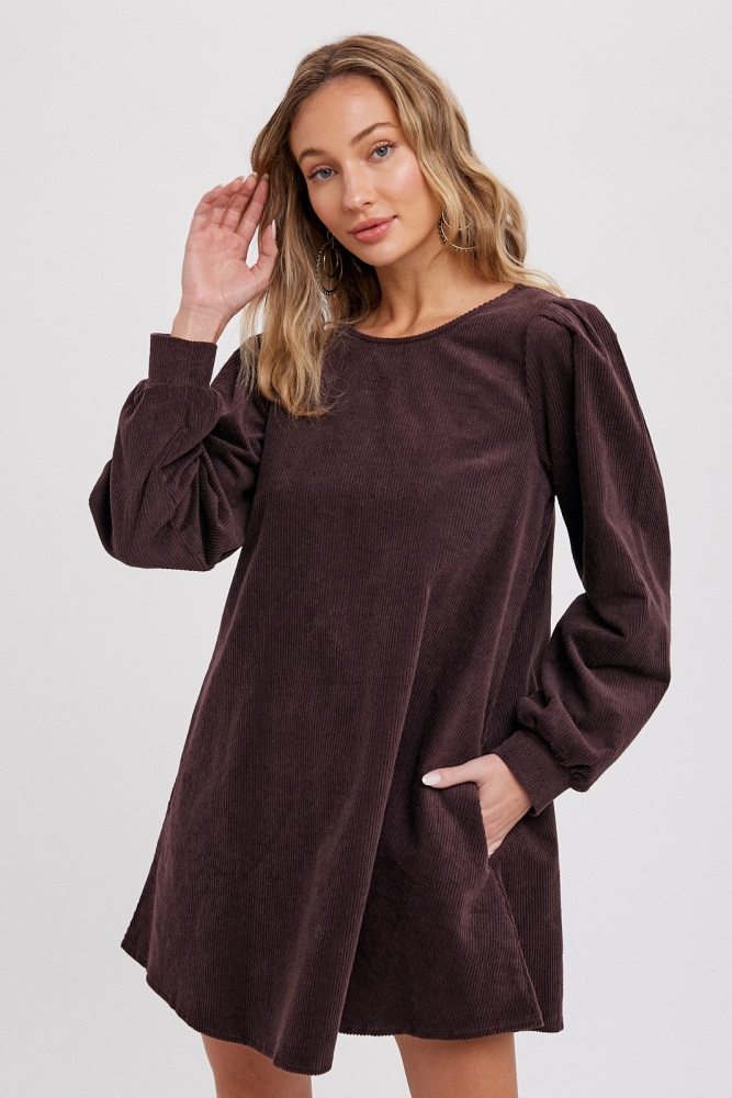 dark brown corduroy mini dress