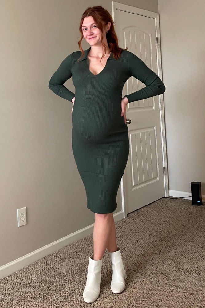 Burberry★素敵！Forest Green Stretch Long Sleeve Knit Dress 21954350_51680343_600.jpg