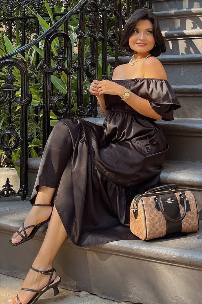 black dress flutter sleeve Marsoni by Colors M320 while the flutter sleeves and v Flutter Sleeve Tie Back Satin