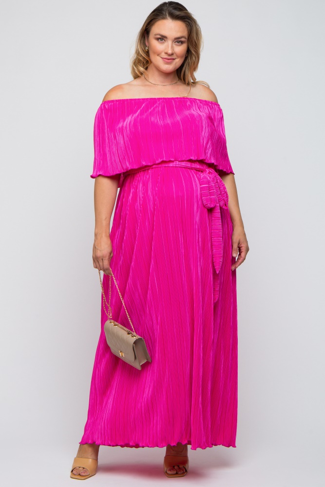 Pink Sparkle Chiffon Plus Maternity Maxi Dress– PinkBlush