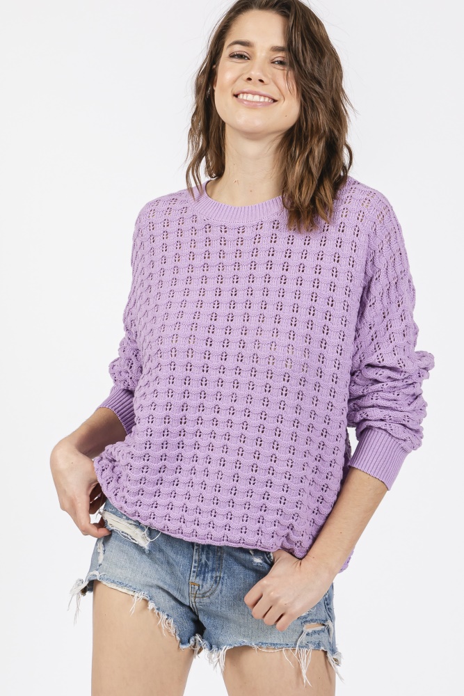 Zen Waffle Knit Sweater (Lavender)