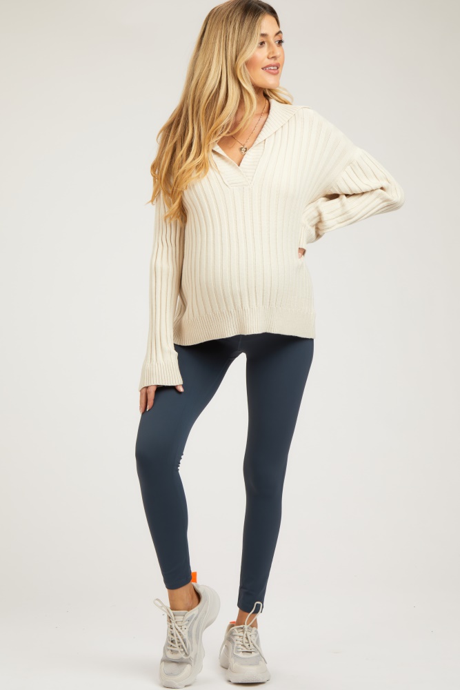 Navy Heathered Sequin Elbow Patch Sweater– PinkBlush