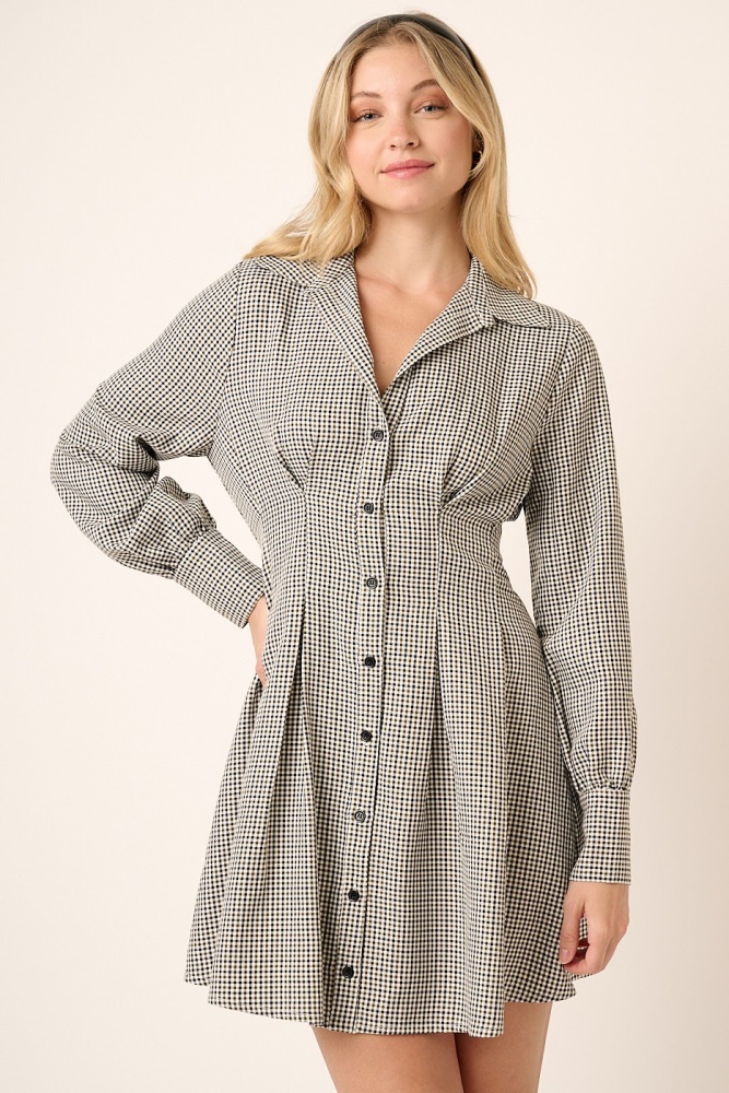 olive plaid shirt dress