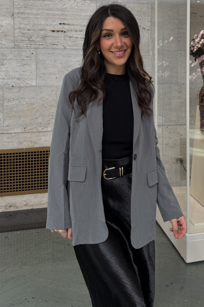 Heather Grey Oversized Twill Blazer Jacket – PinkBlush