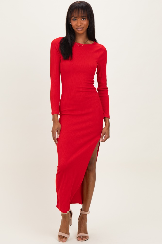 maroon long sleeve dress with a turtleneck ribboned collar Burgundy Bodycon Mini Dress