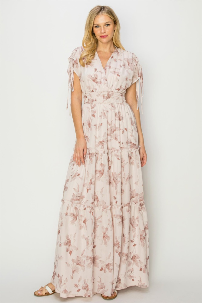 mauve floral maxi dress