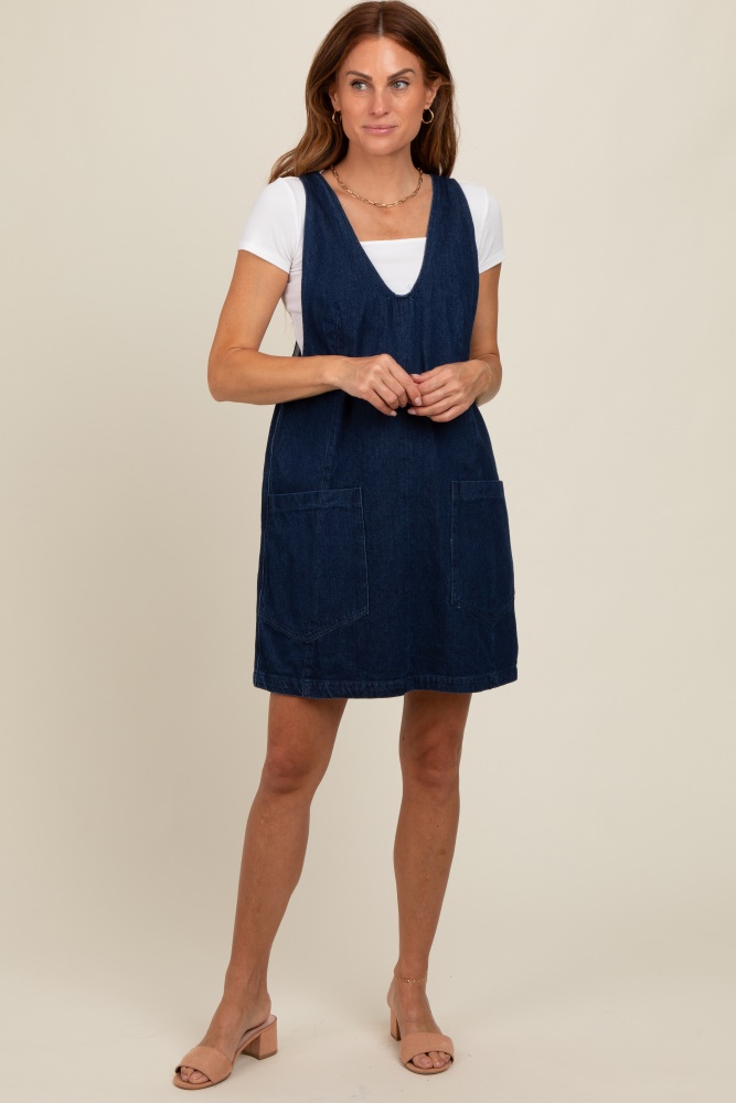 charcoal denim front pocket skirt overalls