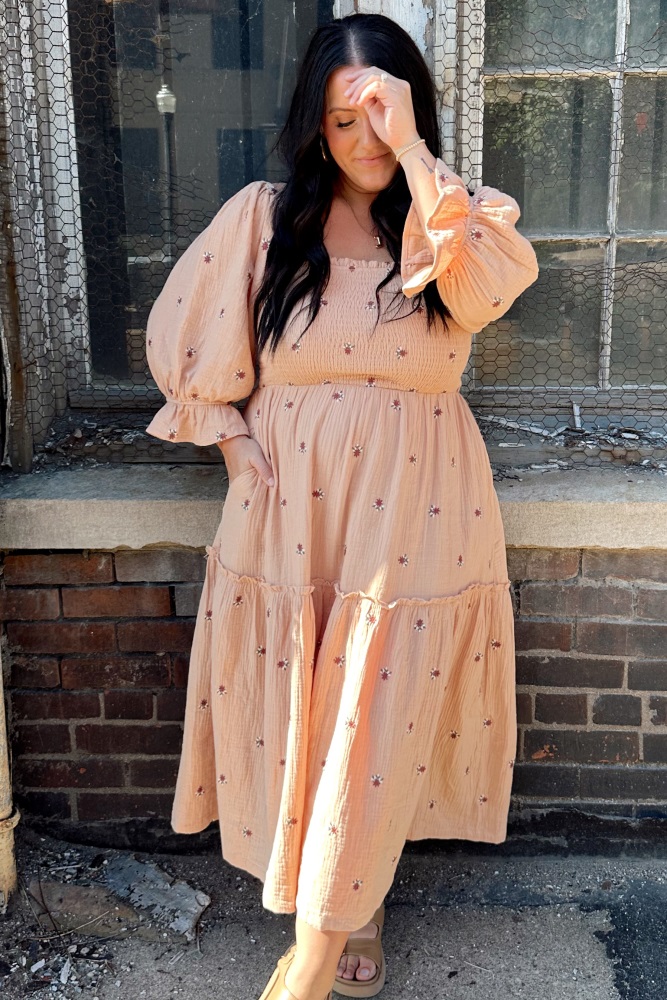 ワンピース Pedicel Embroidery Puff Sleeve Dress Pedicel Embroidery Puff Sleeve Dress