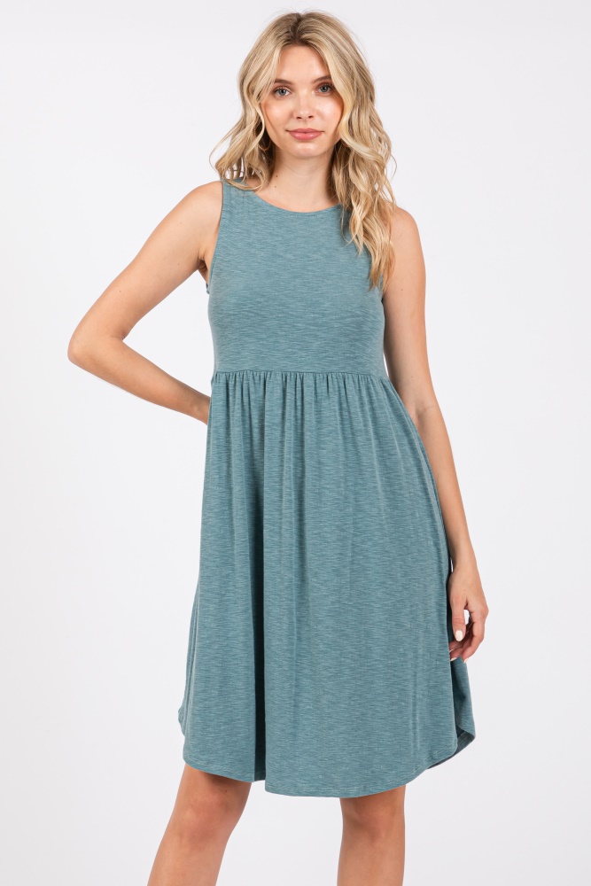 teal babydoll sleeveless dress