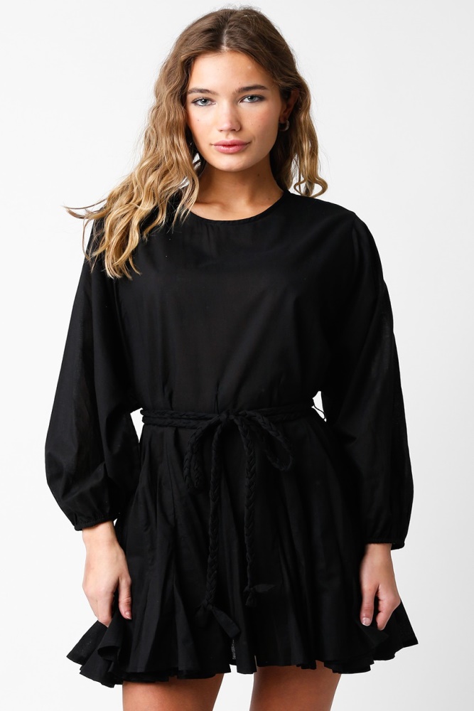 black sash tie dress