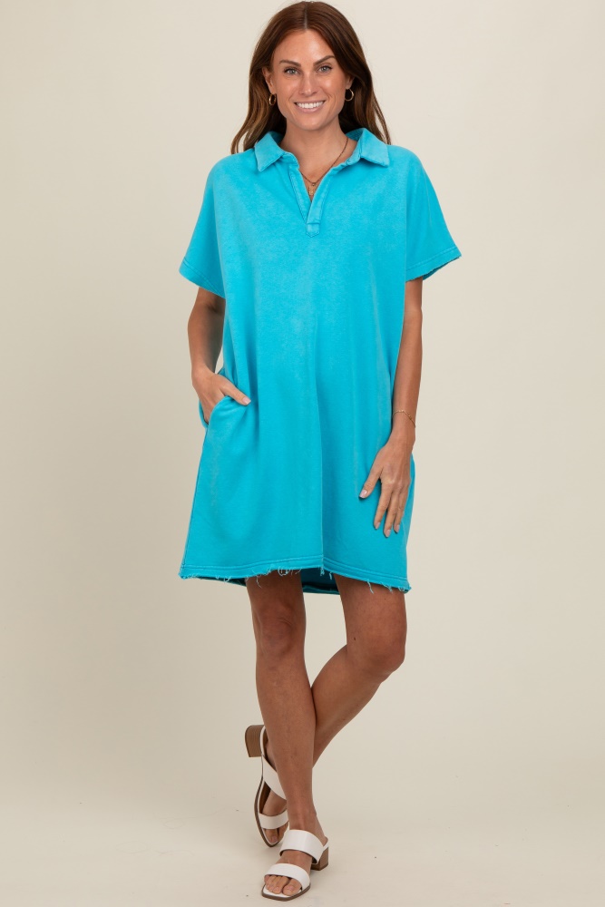 aqua mineral washed french terry dress