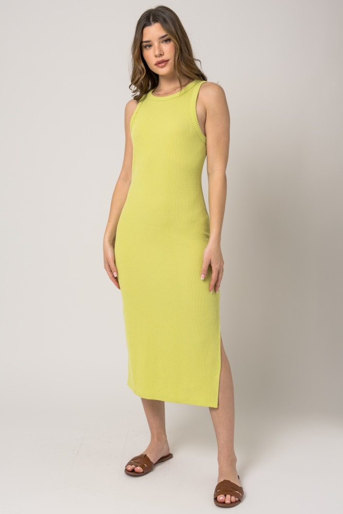 lime sleeveless ribbed maternity midi dress