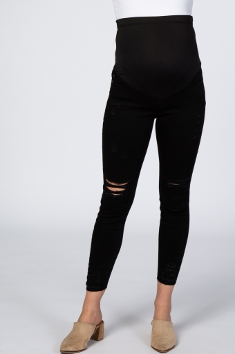 black distressed maternity jeans