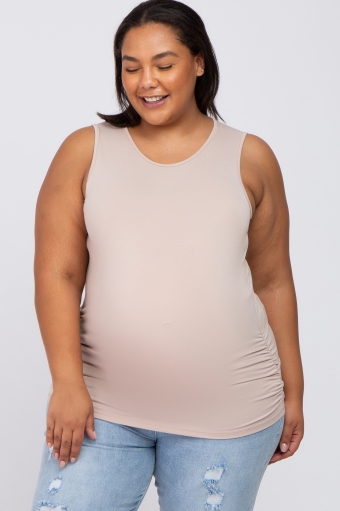 Peauty Maternity Tank Tops Plus Sizes Regular Sleeveless Ruched Clothes 