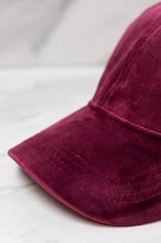 burgundy suede baseball cap