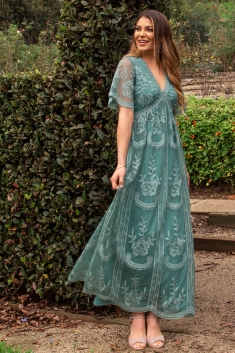 lace mesh overlay maxi dress