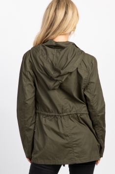 olive green hooded utility jacket